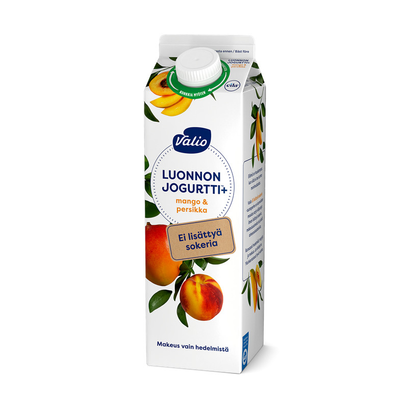 Valio Luonnonjogurtti+™ mango & persikka 1 kg ei lisättyä sokeria, laktoositon