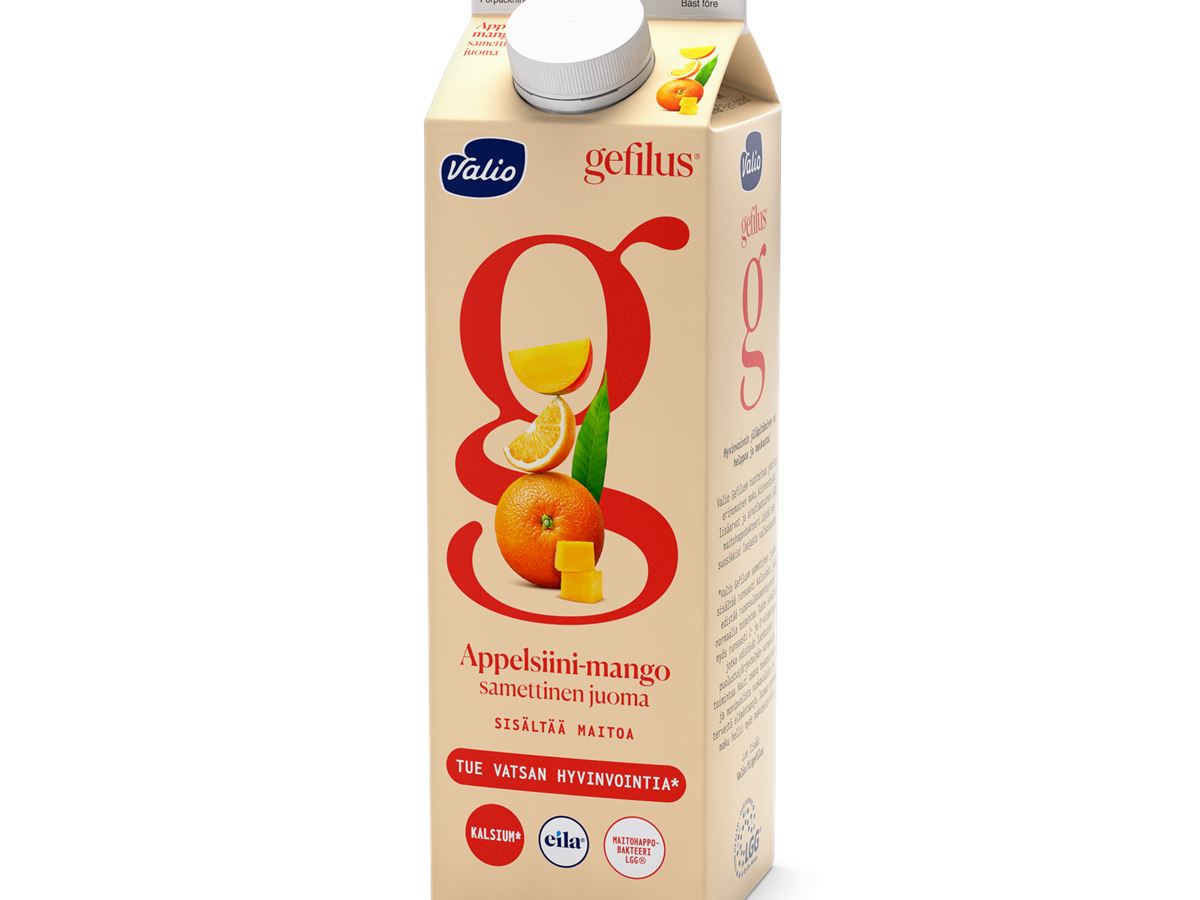 Valio Gefilus® samettinen juoma appelsiini-mango | Valio