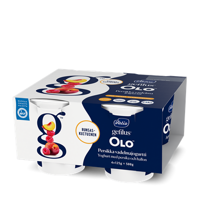 Valio Gefilus® OLO™ jogurtti 4x125 g persikka-vadelma laktoositon