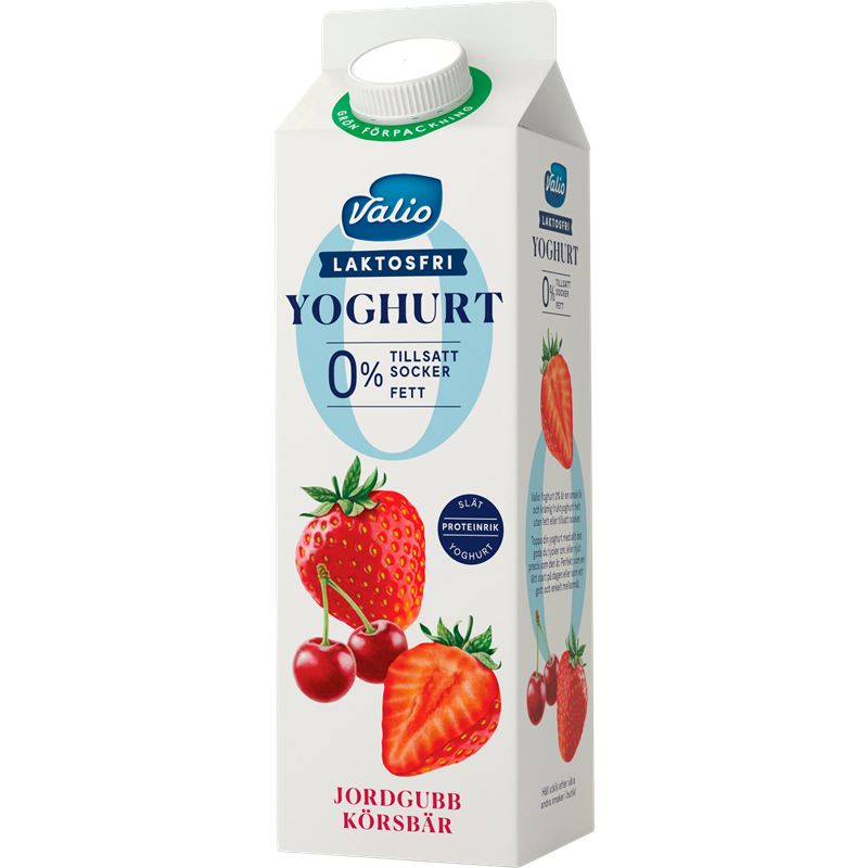 Valio Laktosfri 0% yoghurt jordgubb & körsbär 1000 g