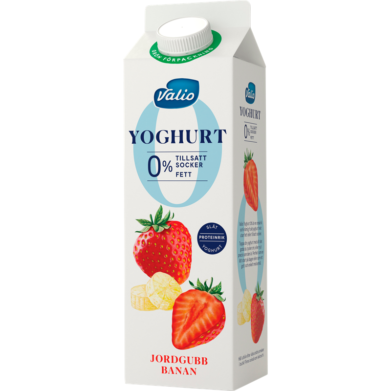 Valio yoghurt 0% jordgubb & banan 1000 g