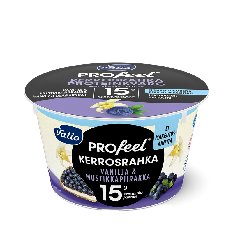 Valio PROfeel® kerrosrahka 175 g vanilja & mustikkapiirakka laktoositon