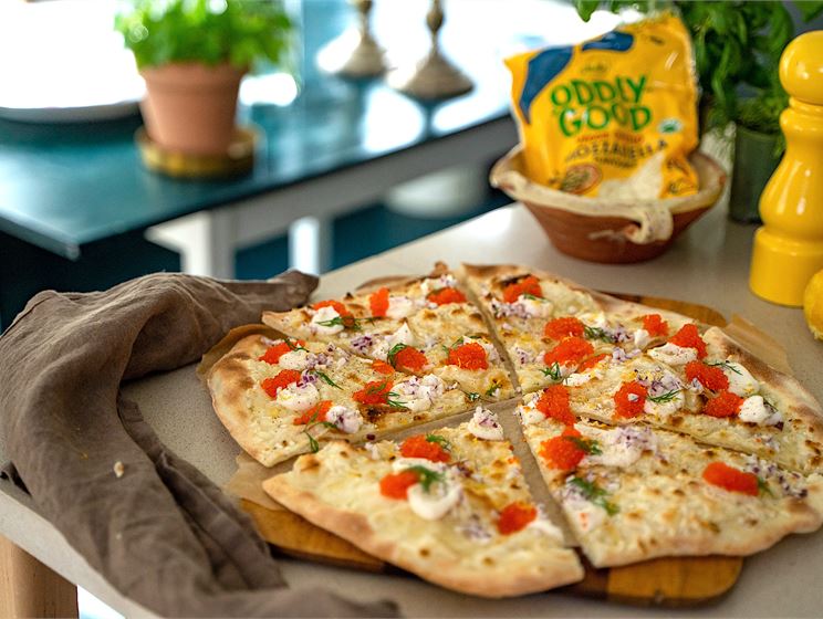 Vegansk pizza med tångkaviar