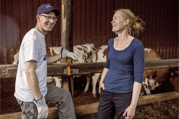Mikael and Aino Wathén, proprietors of the Toukola organic dairy farm 
