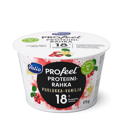 Valio PROfeel® proteiinirahka 175 g puolukka-vanilja vähemmän hiilihydraatteja laktoositon