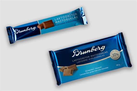 Brunberg 30g and 150g lactose free milk chocolate bars