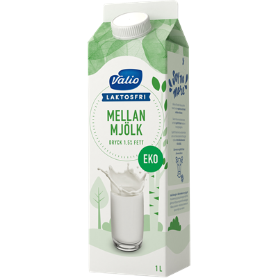 Valio Laktosfri mellanmjölkdryck ekologisk 1,5% 1 L