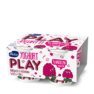 Valio Play® jogurtti 4x125 g vadelma laktoositon