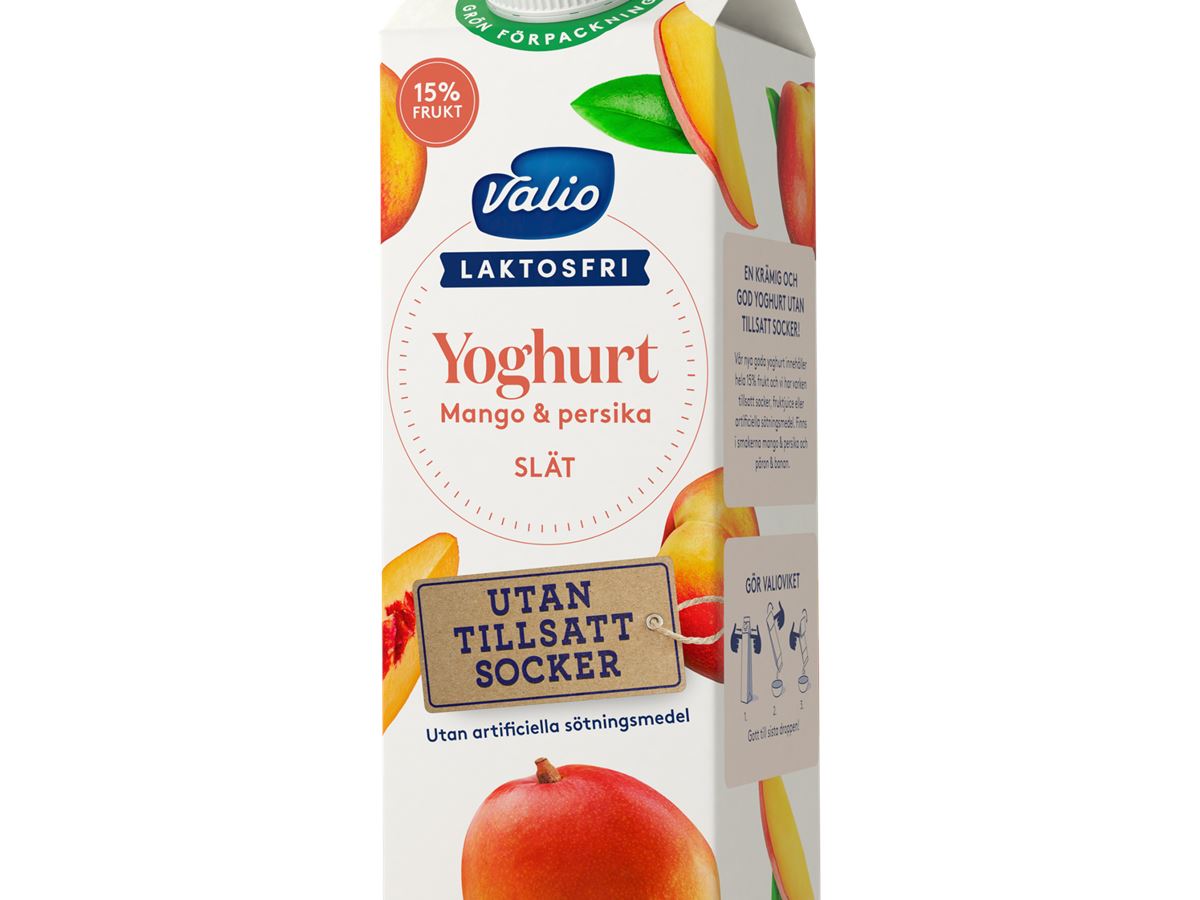 Valio Laktosfri yoghurt mango & persika utan tillsatt socker Valio