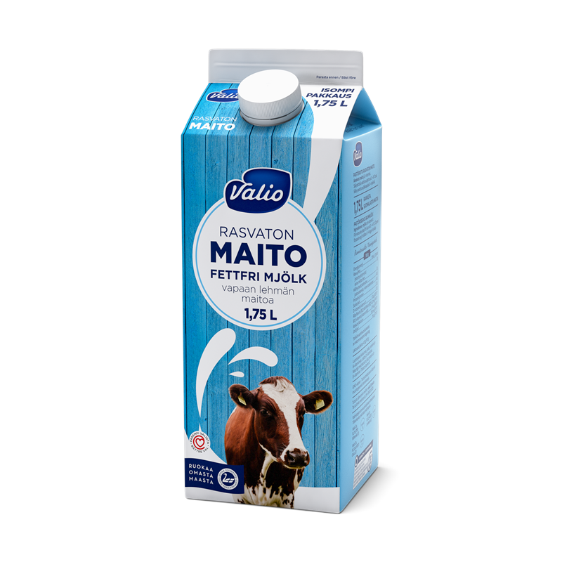 Valio vapaan lehmän rasvaton maito 1,75 l rullakko