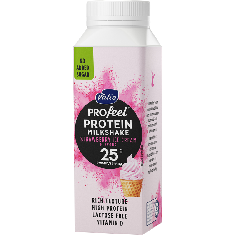 Valio PROfeel® proteinmilkshake jordgubbsglass