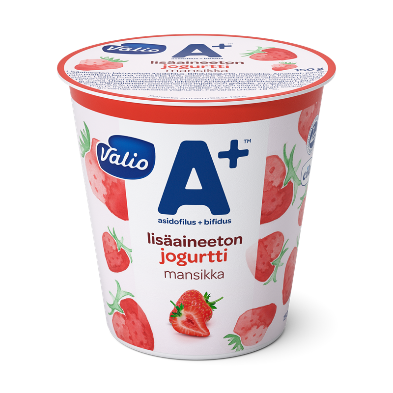 Valio A+™ lisäaineeton jogurtti 150 g mansikka laktoositon