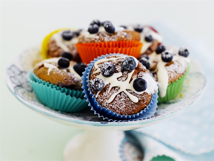 Sitruuna-mustikka cupcakes